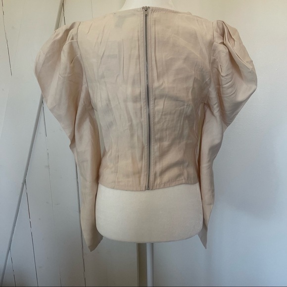 Nwt Forever 21 plunging v-neck tan bubble puff statement sleeve medium b… - Picture 4 of 8